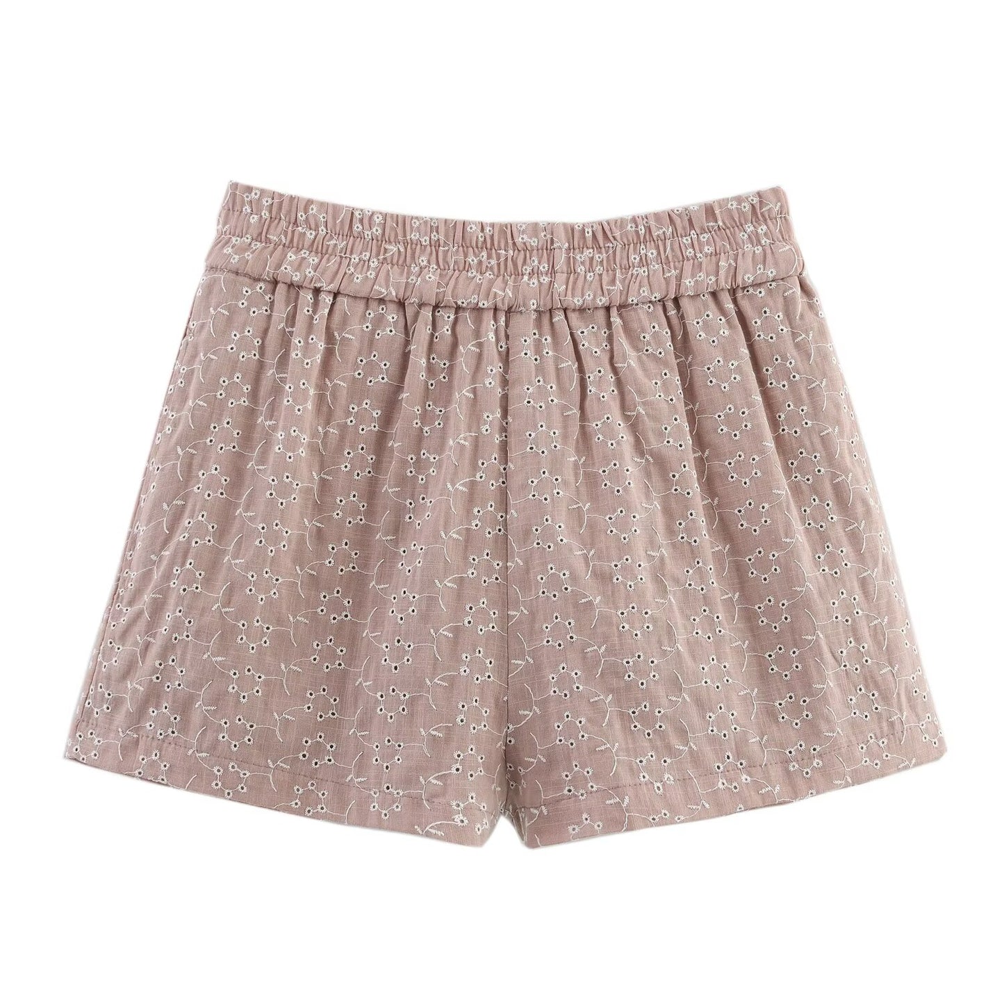 Summer women's new hollow embroidery layered decorative top+Shorts suit