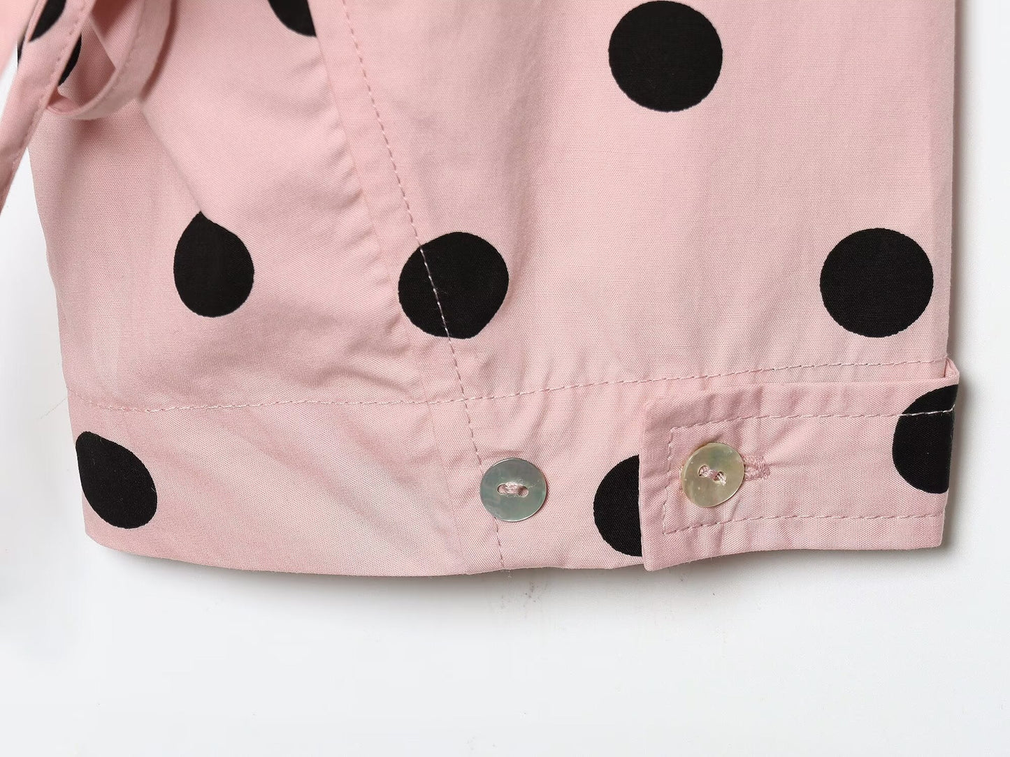 Women's lace up decorative casual polka dot Coat