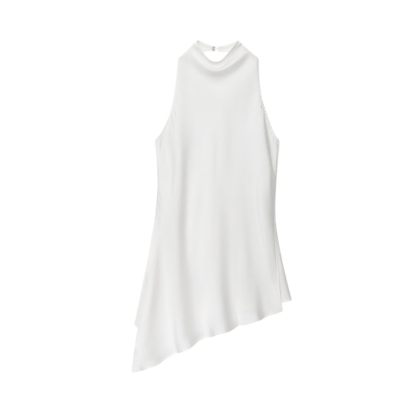 Women's new fashion sleeveless satin texture hanging neck top