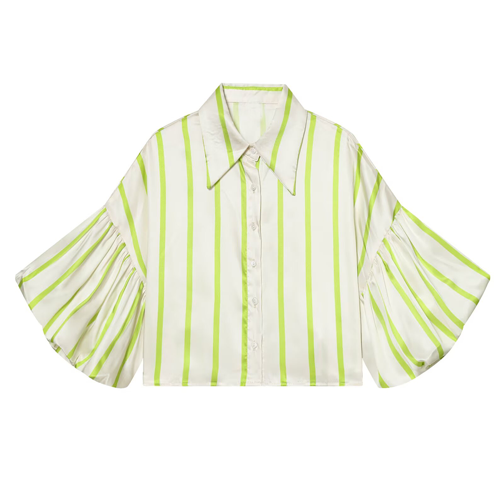 2026 Women's loose bubble sleeve printed shirt