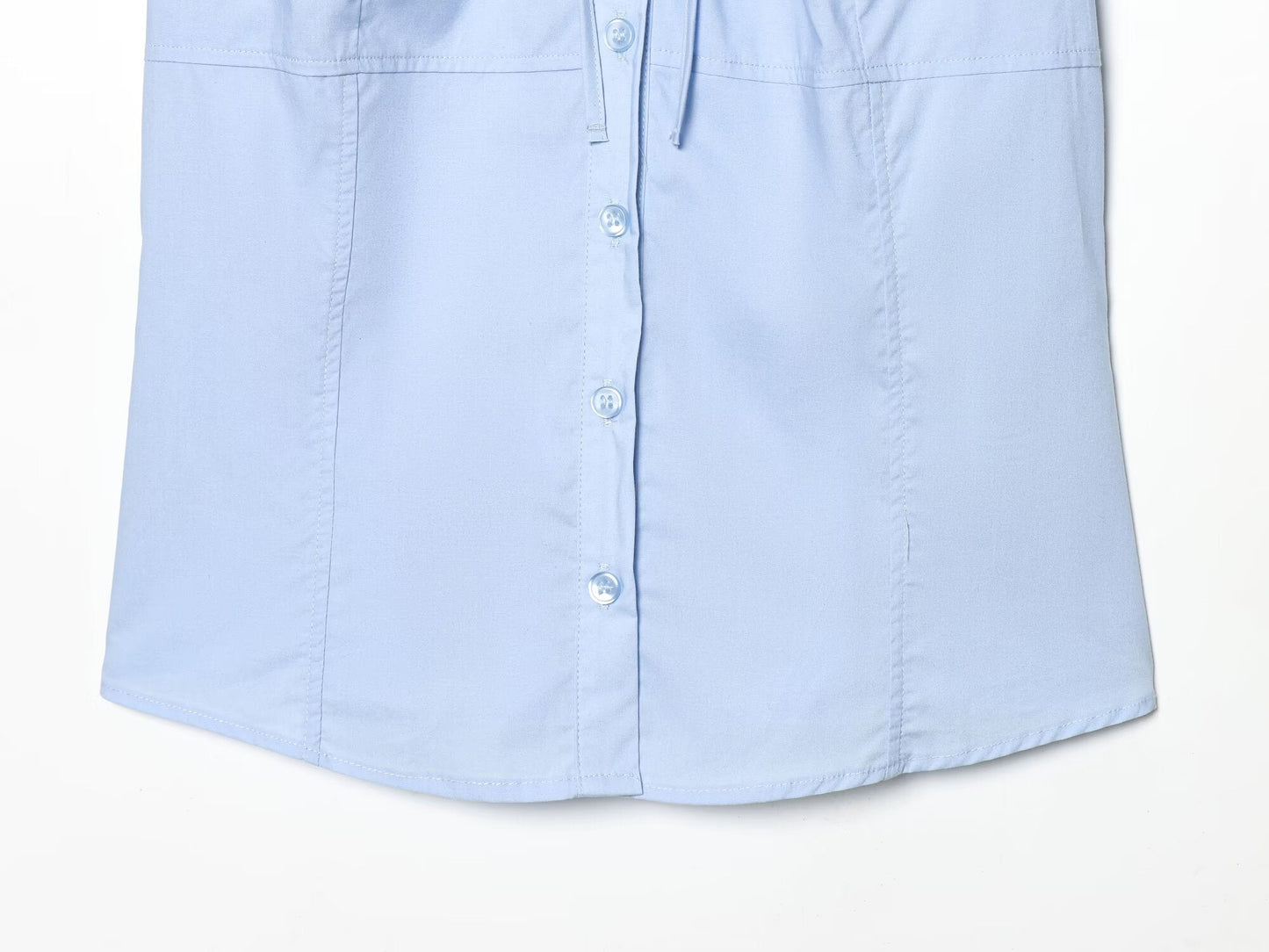 Women's bow decoration pleated poplin top