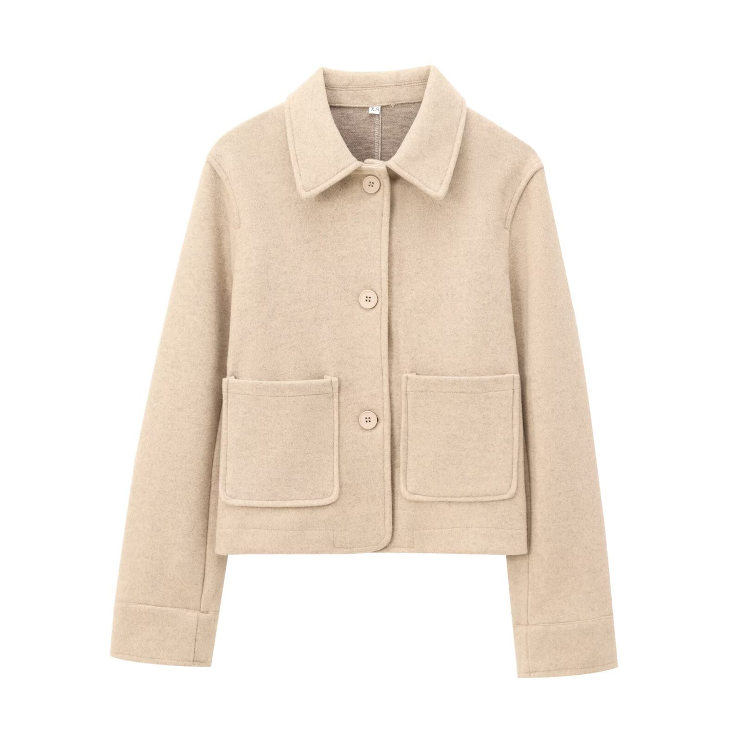 Women's new fashion long sleeved lapel soft texture jacket