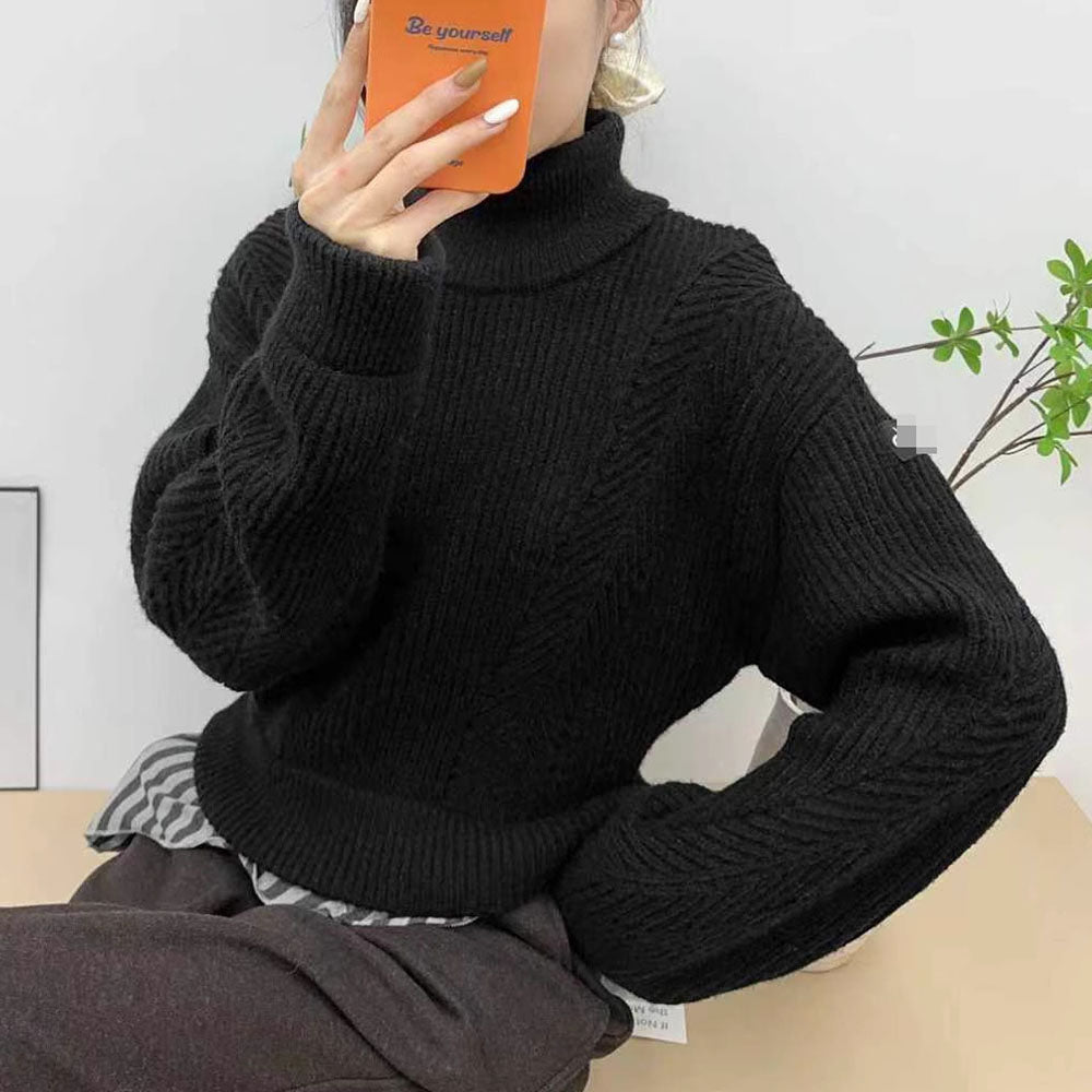 Women's new fashion long-sleeved turtleneck knitted sweater