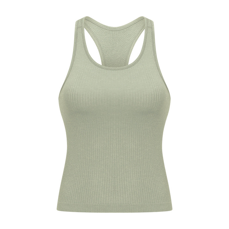 LU Women's 2025 New Joker Spring/Summer Threaded I-shaped Vest with Chest Pad Fitness Yoga Clothes Sports Vest