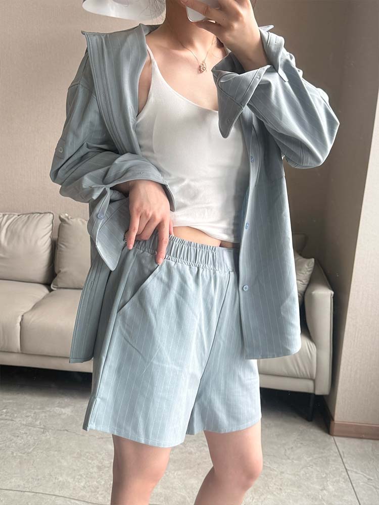 2025 new fashion casual shirt and shorts suit