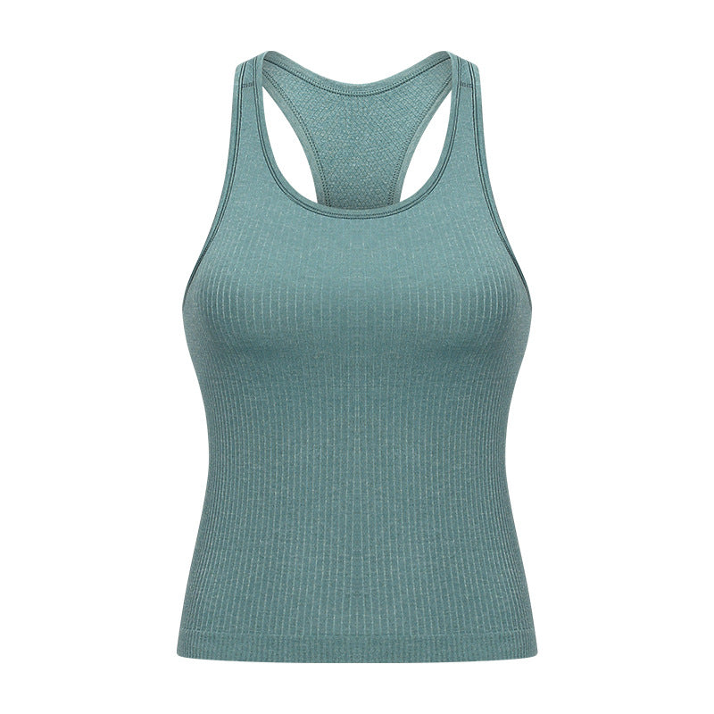 LU Women's 2025 New Joker Spring/Summer Threaded I-shaped Vest with Chest Pad Fitness Yoga Clothes Sports Vest