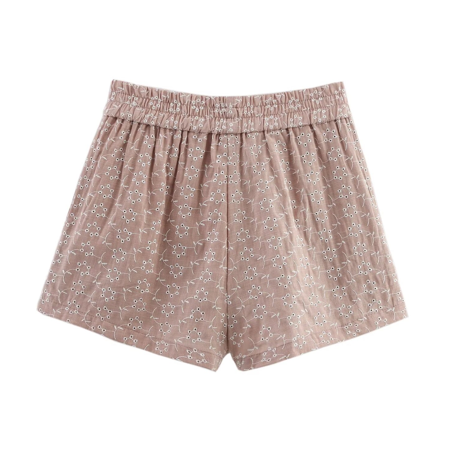 Summer women's new hollow embroidery layered decorative top+Shorts suit