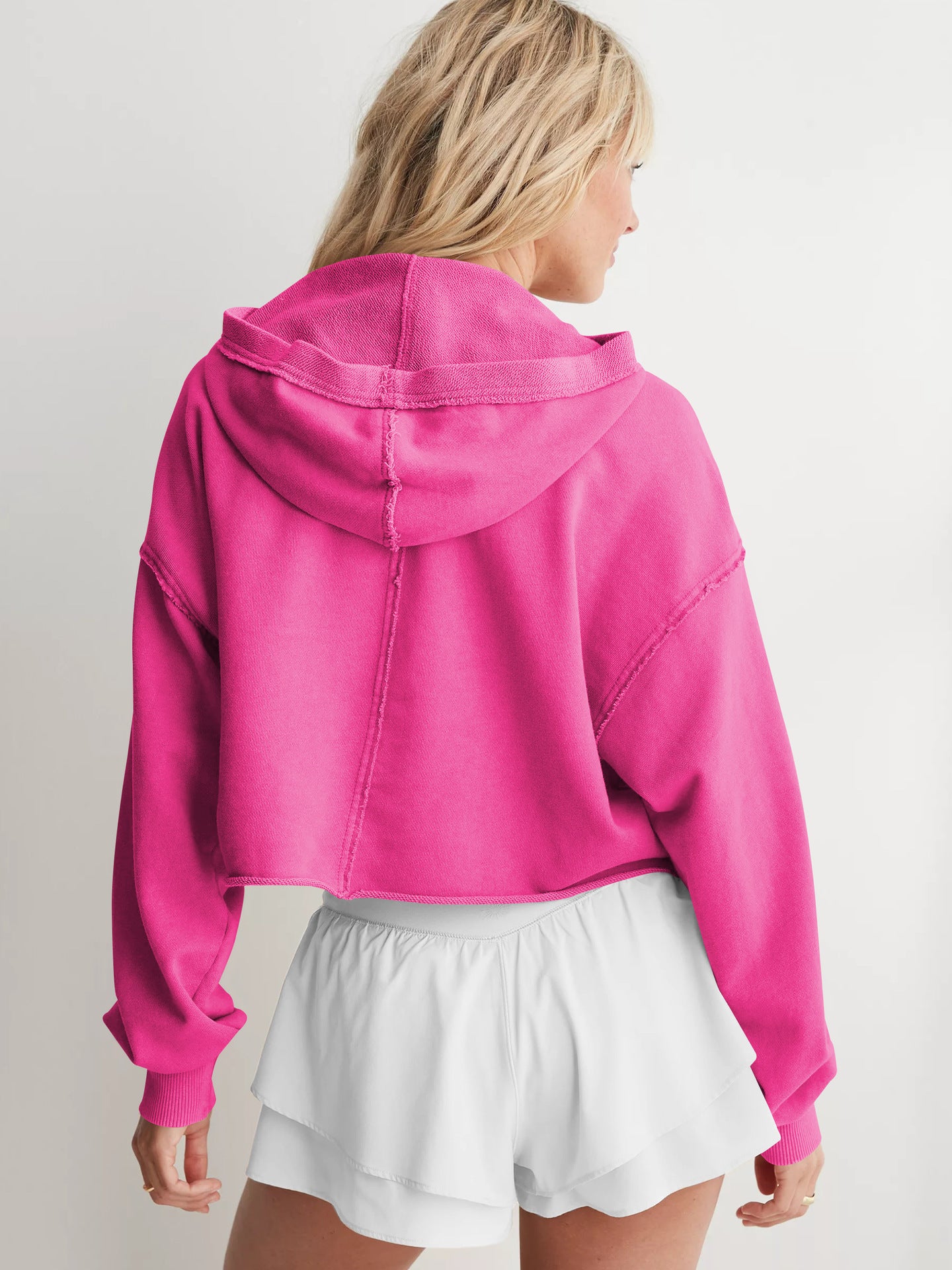 Women's spring and autumn new fashion Joker loose hooded sweater V-neck jacket pullover long sleeve pullover