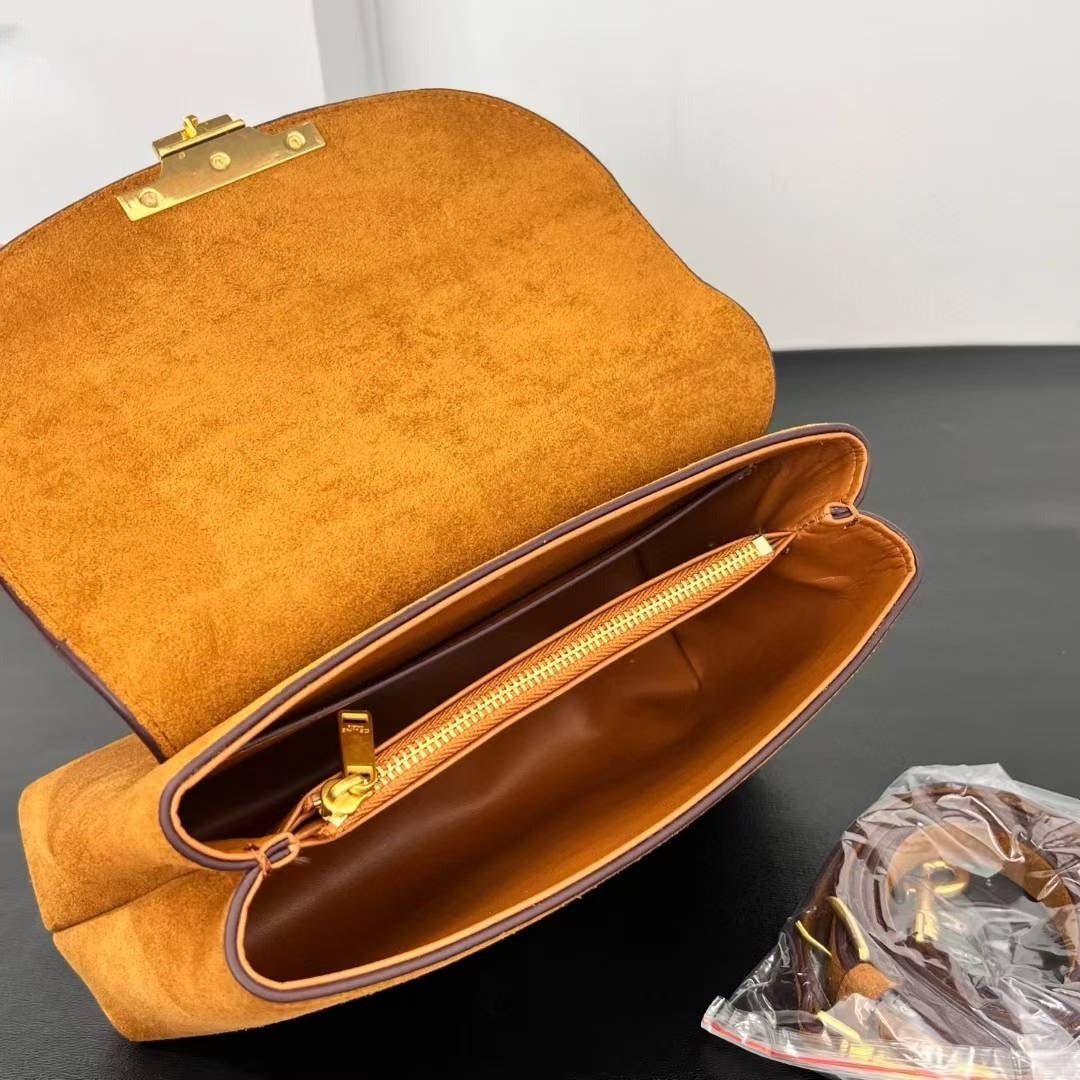 Women's New Joker Matte Leather Metal Lock Flip Design Shoulder Slung Handbag.