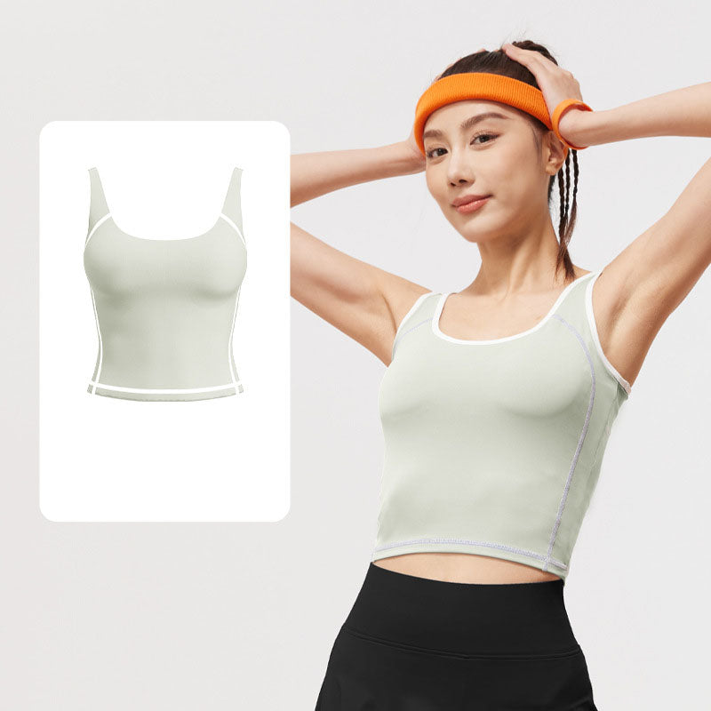 2026 women's new integrated U-shaped contrast sports vest