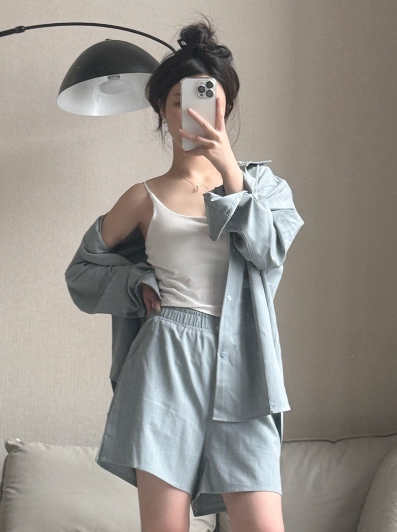 2025 new fashion casual shirt and shorts suit