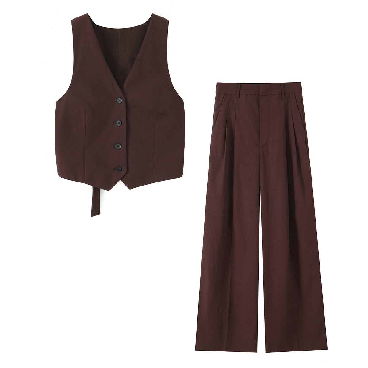 set woman 2 pieces2025 Fashion Back opening design waistcoatTops Vintage Female + Pants Women's suit