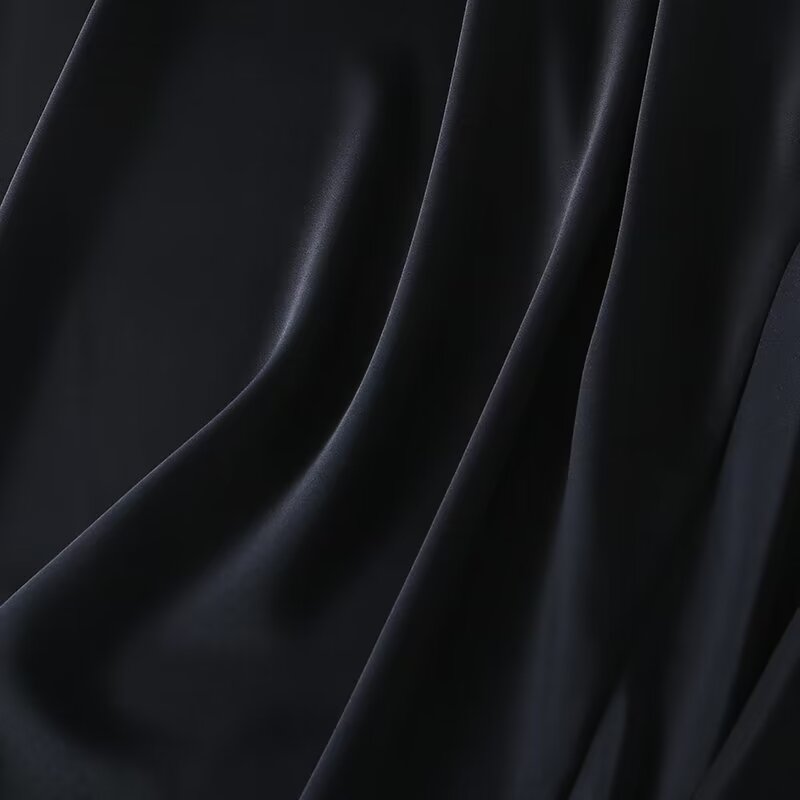 Women's new fashion slim draped satin ribbed waist midi skirt