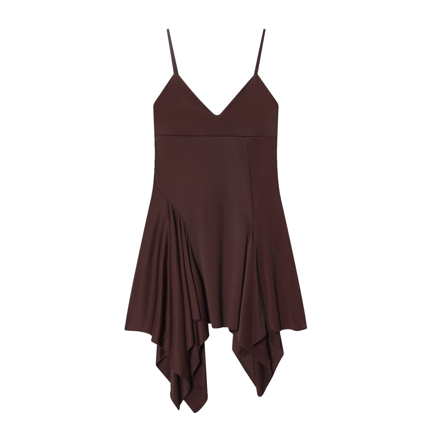 Women's asymmetric thin shoulder strap dress