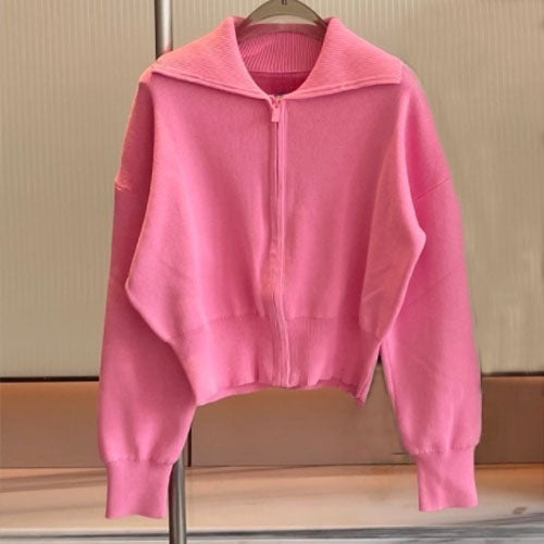 Women's new lapel sweater knit cardigan