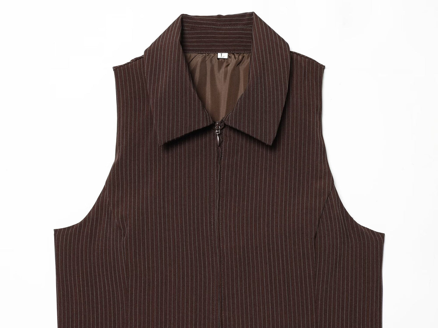 suit Women's 2 pieces sleeveless lapel striped zipper vest+Pants