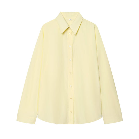Women's loose single breasted poplin shirt