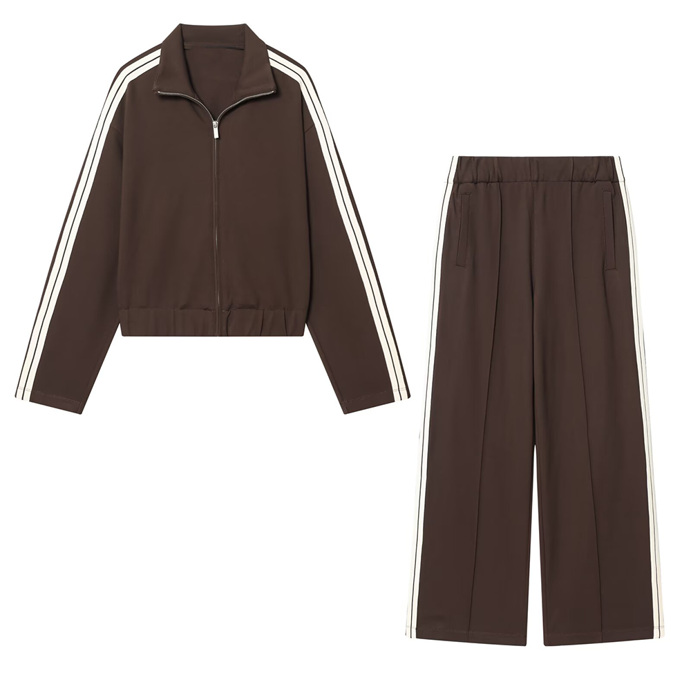 suit Women's 2 pieces casual striped long sleeved sweatshirt+Pants