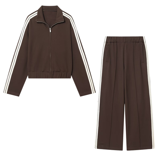 suit Women's 2 pieces casual striped long sleeved sweatshirt+Pants