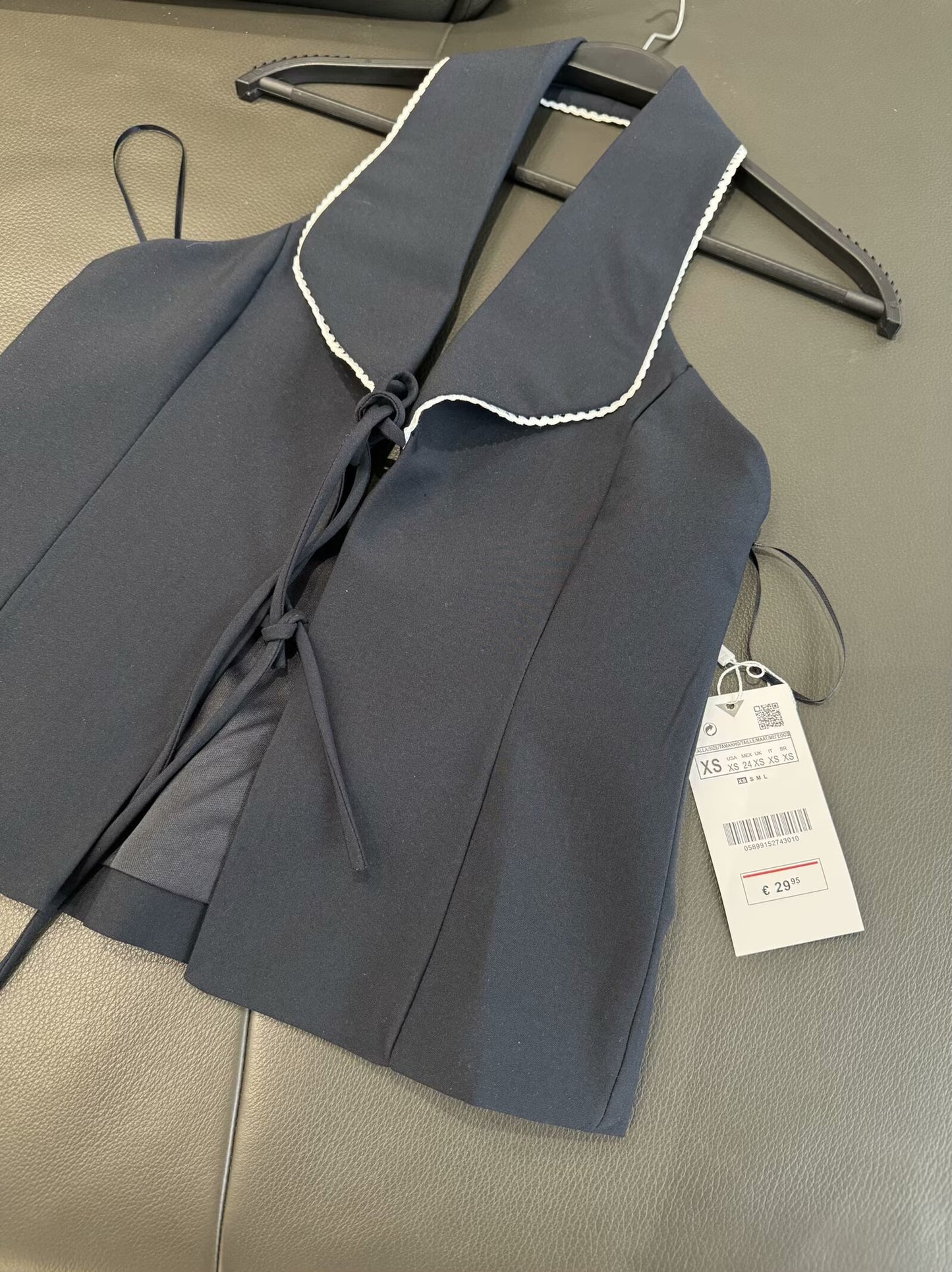 Women's 2025 New Fashion Bow Splicing Hanging Collar Top