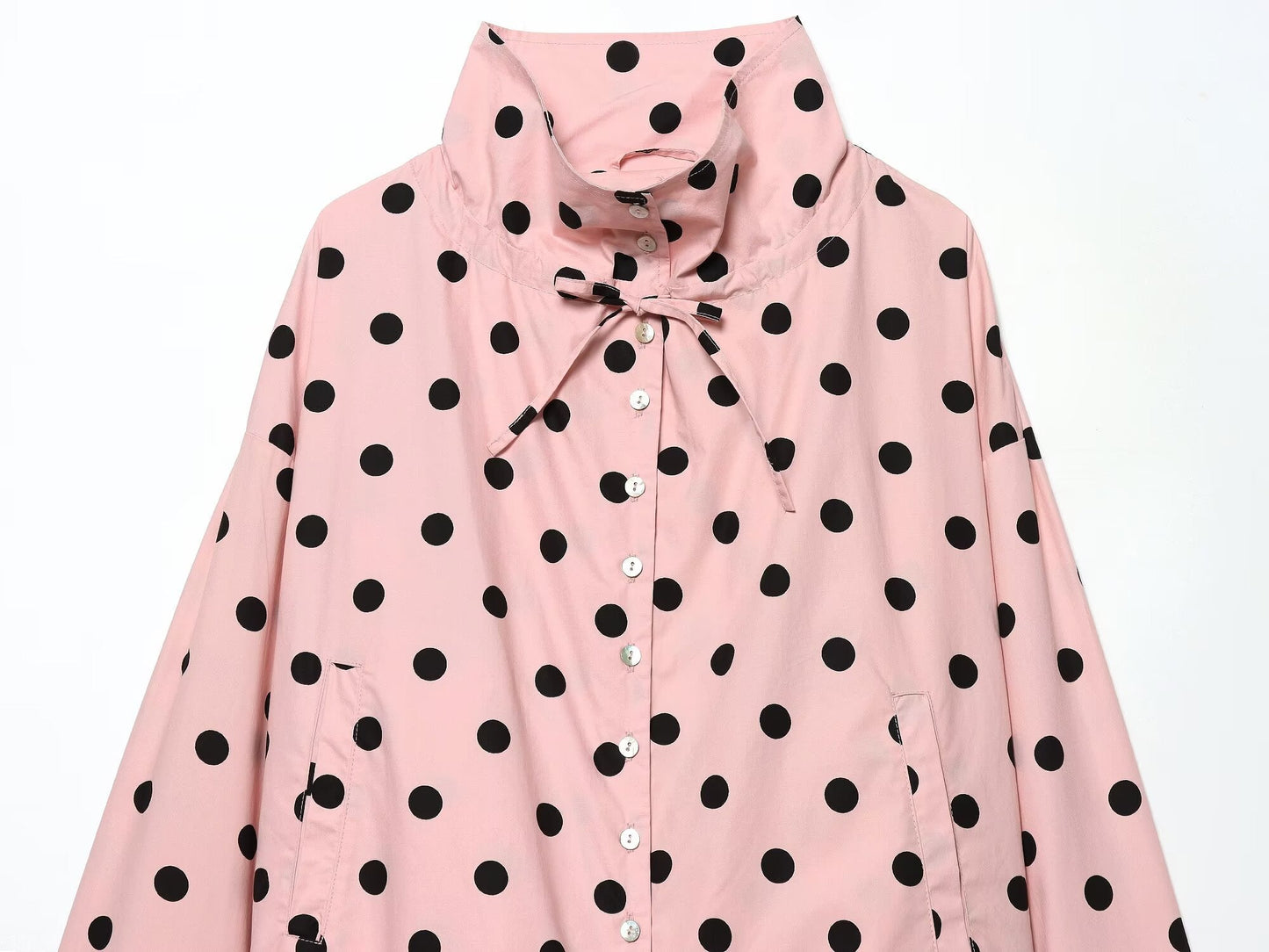 Women's lace up decorative casual polka dot Coat