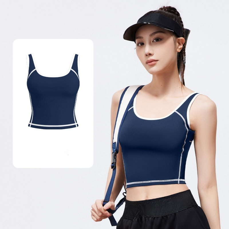 2026 women's new integrated U-shaped contrast sports vest
