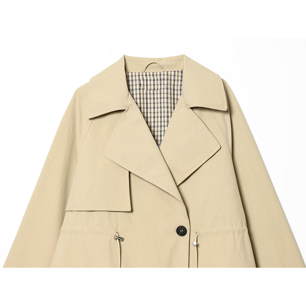 Women's adjustable waist short windbreaker Coat