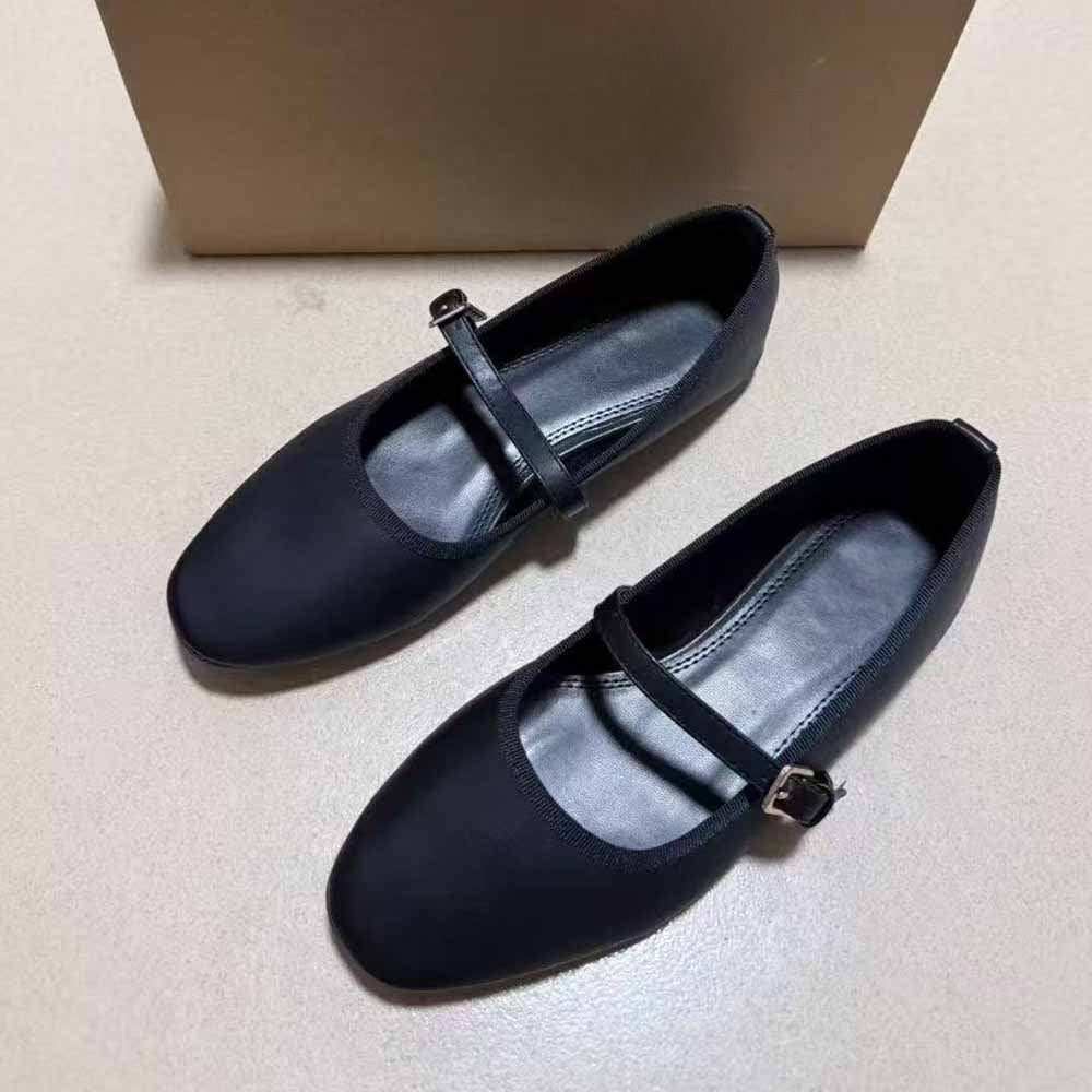 Women's New Fashion Joker Shallow Buckle Design Floor Instep Flat-bottomed Ballerina Shoes
