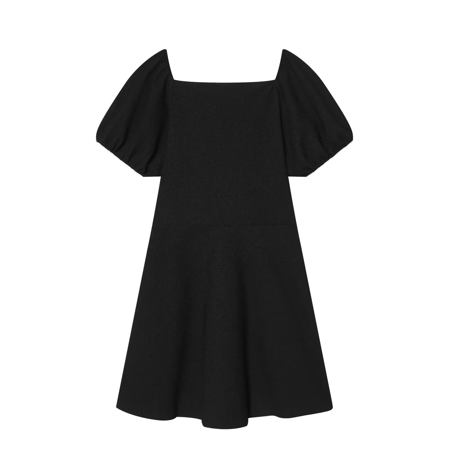Women's contrasting straight neck bubble sleeve mini dress