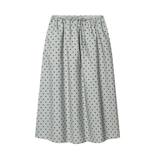 Women's bow decoration casual polka dot MIDI skirt