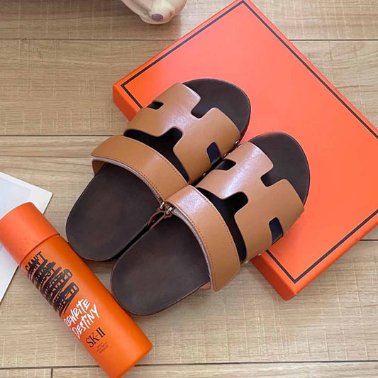 Women's New Casual Joker Hook and Loop Design Thick Soled Sandals and Slippers have a shoe box