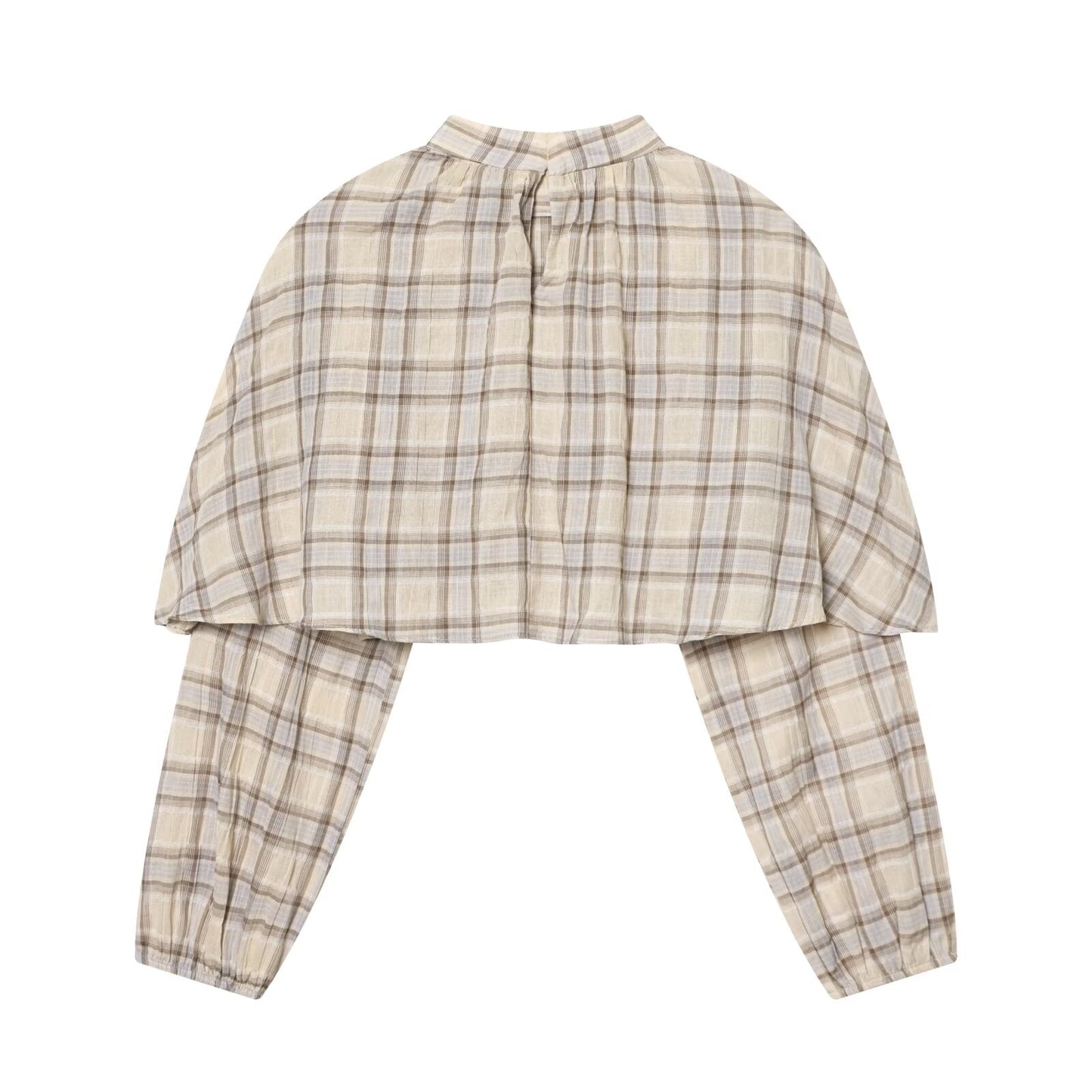 Women's Layered Decorative Short Plaid Top