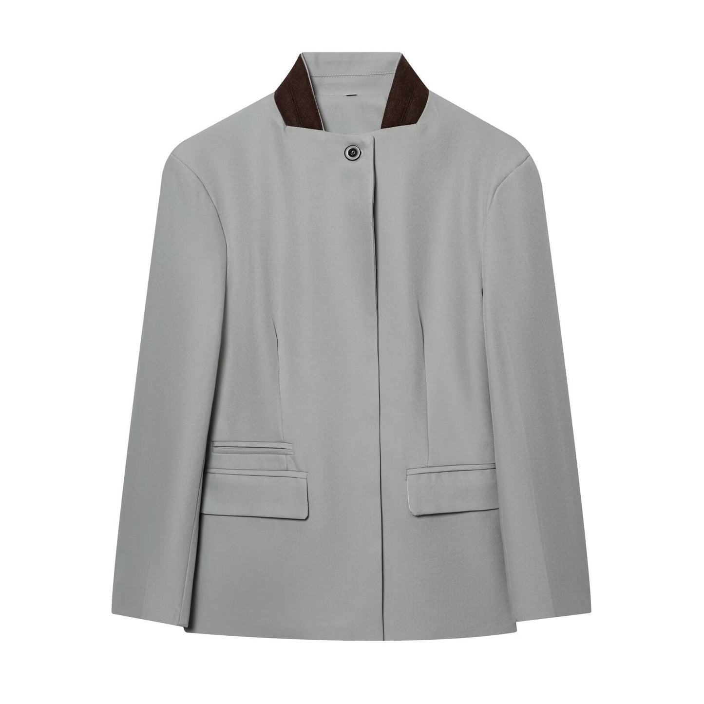 suit Women's 2 pieces long sleeved contrasting collar Blazer Coat +Pants