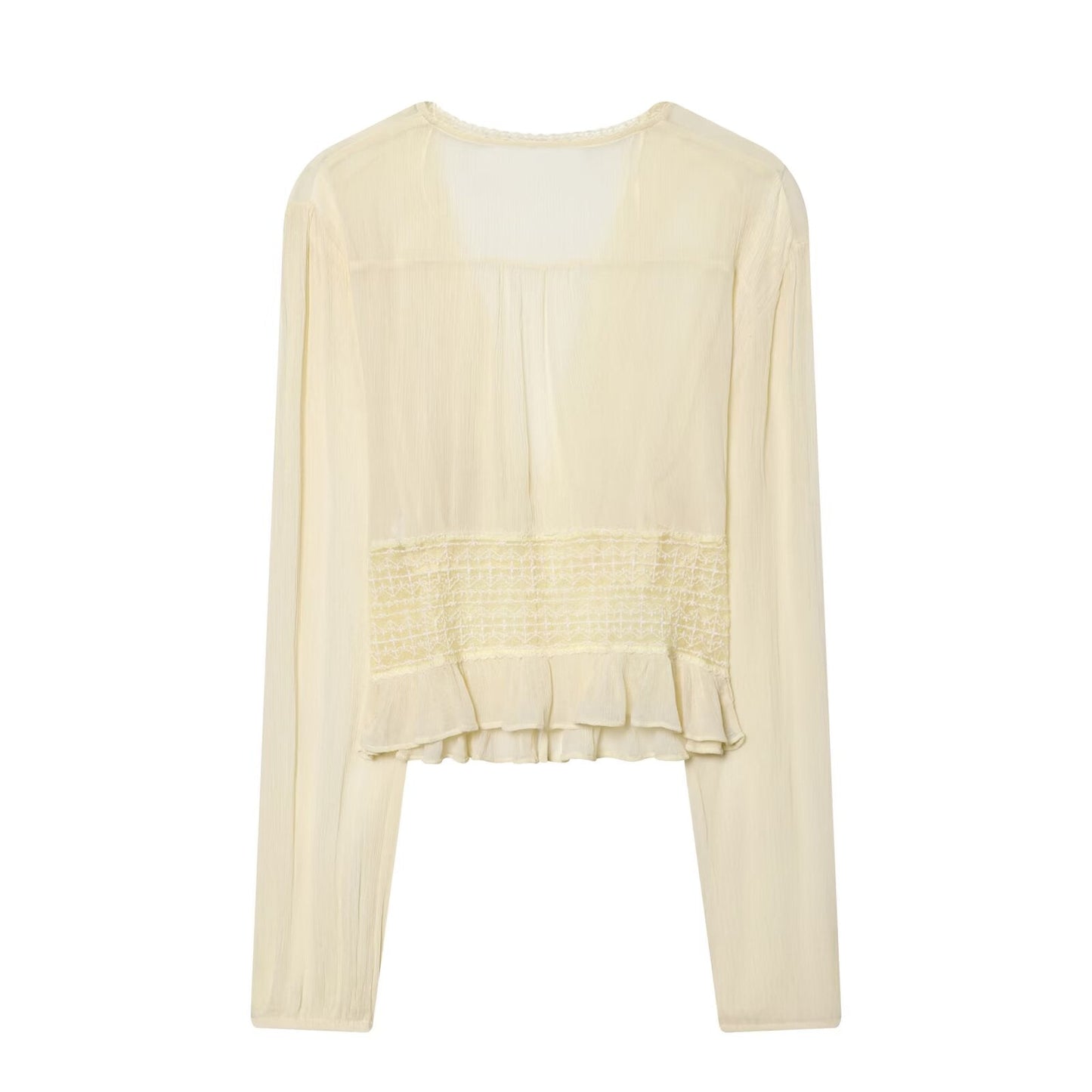 Women's slim V-neck lace chiffon shirt