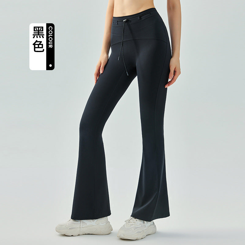 Women's new high waist drawstring micro-pull fitness pants