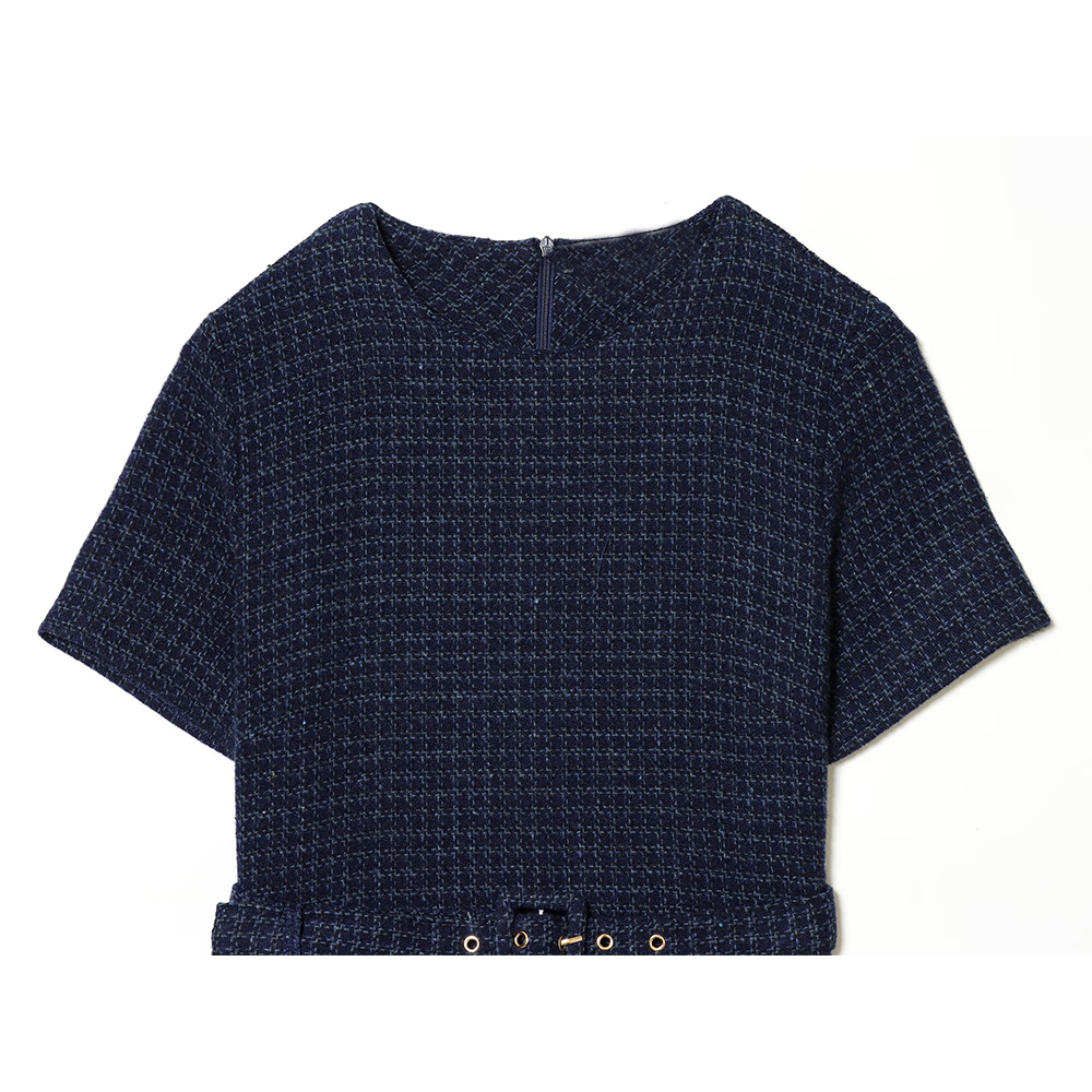 Women's With Belt Short Sleeve plaid Mini Dress