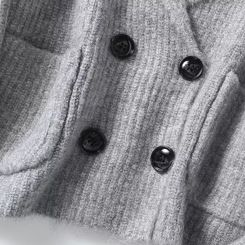 Women's soft texture double breasted knitted cardigan Coat