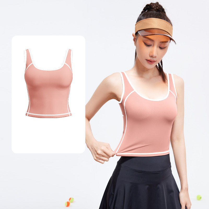 2026 women's new integrated U-shaped contrast sports vest