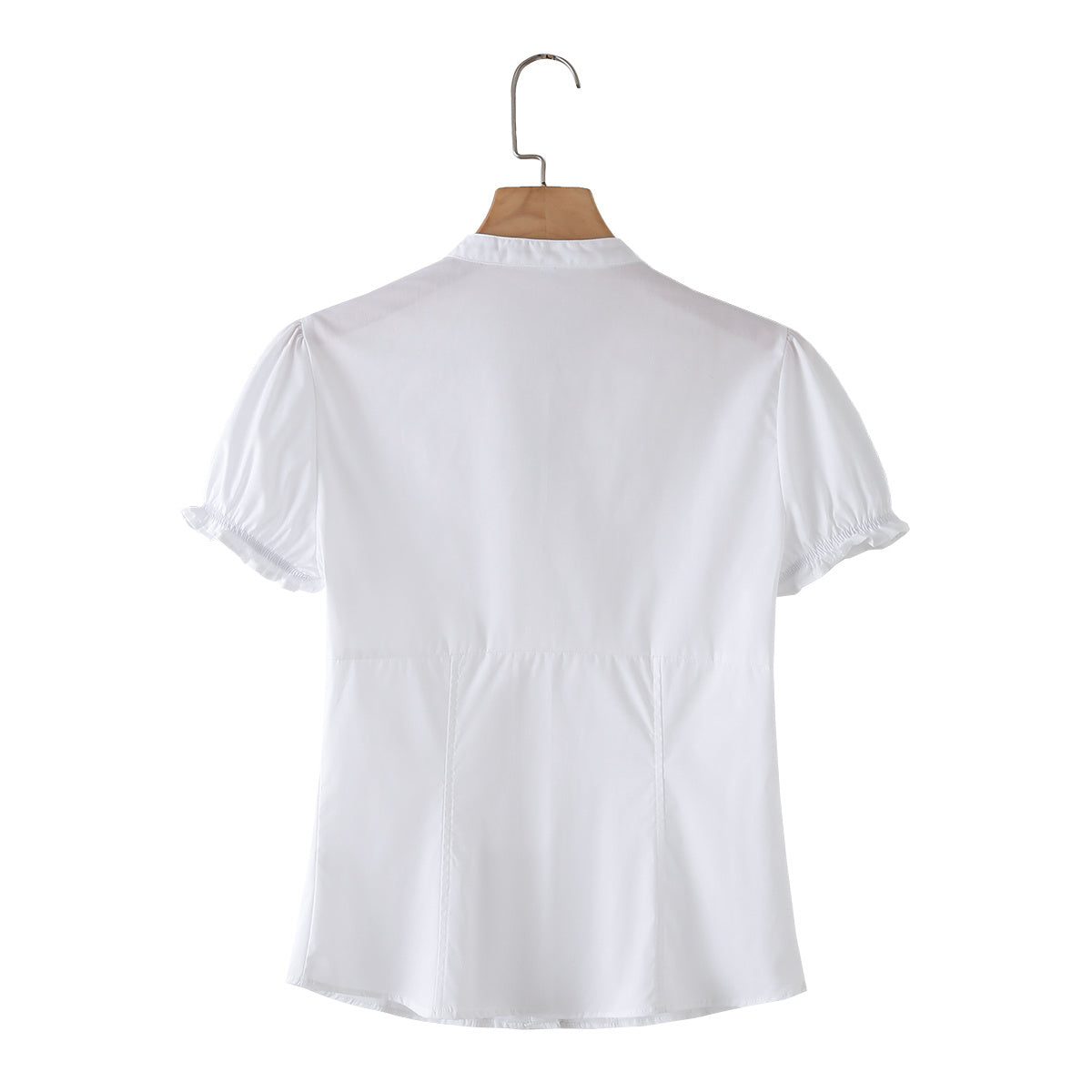 Women's slim cotton bubble sleeve poplin shirt