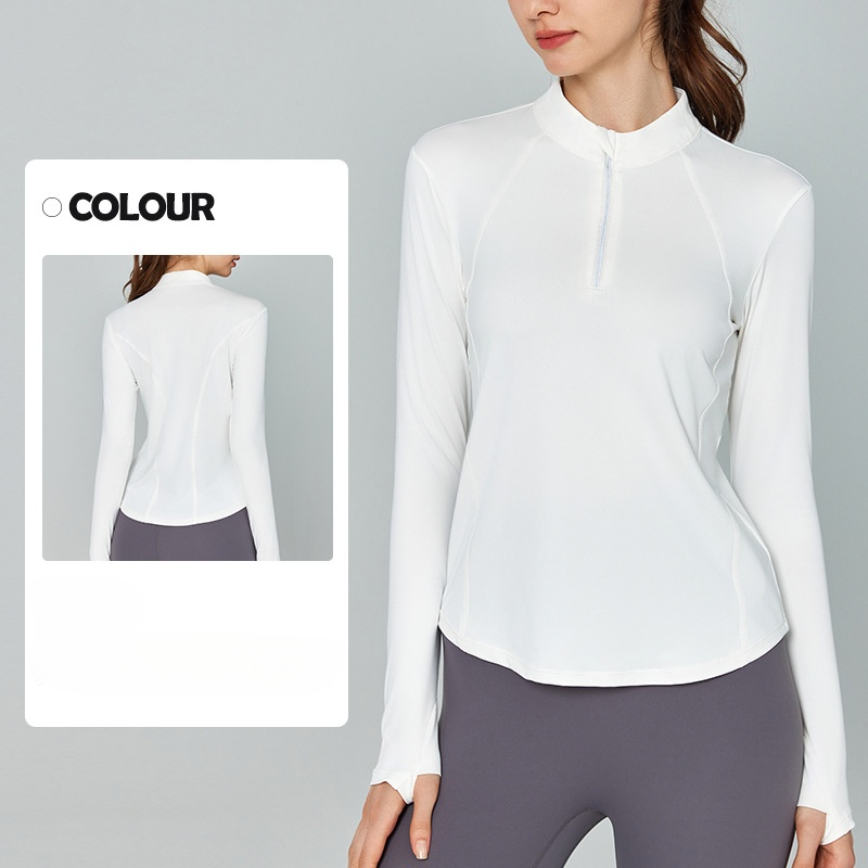 Women's new reflective half-zipper waist-closing fitness coat