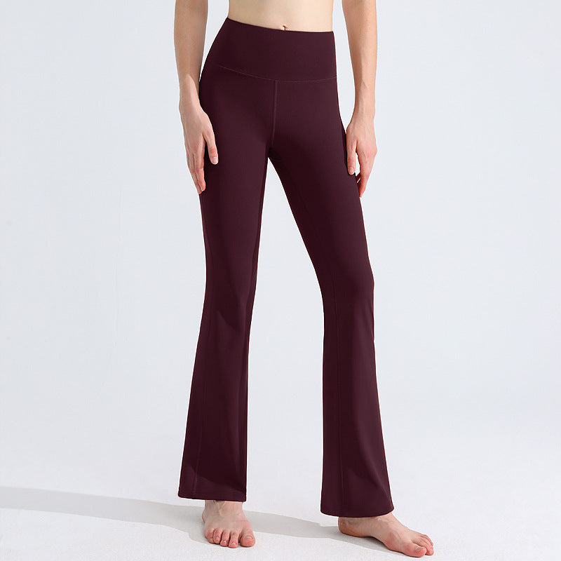 LU Women's New Sports Yoga Pants, Tights, Body Shaping, High Elasticity, Nudity, Moisture Absorption and Quick-drying High Waist Bell Bottoms.