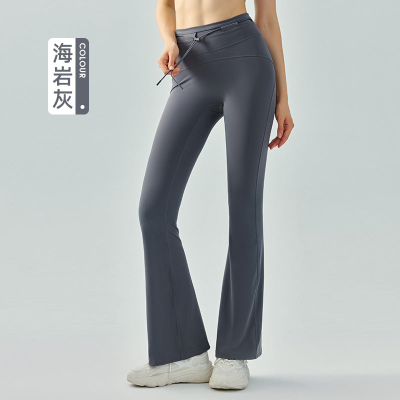 Women's new high waist drawstring micro-pull fitness pants