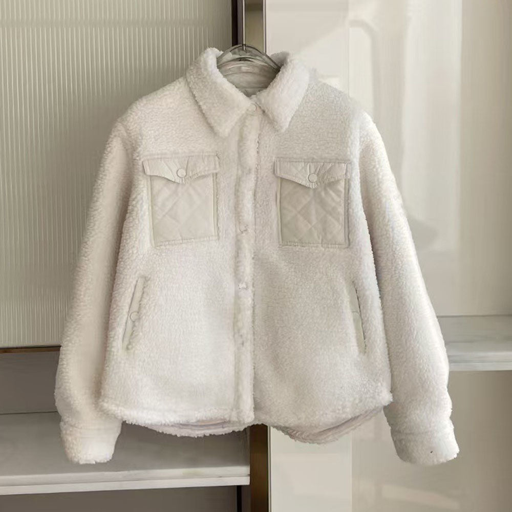 Women's new casual lambswool fabric coat