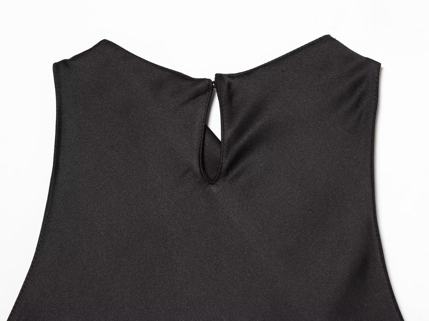 Women's tassel decorated long style satin top