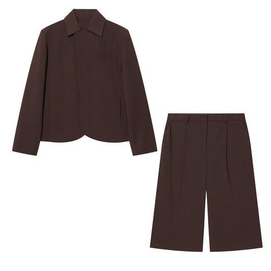 suit Women's 2 pieces casual lapel Blazer Coat+shorts