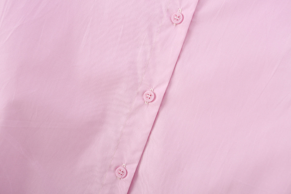 Women's loose cotton Lapel poplin shirt