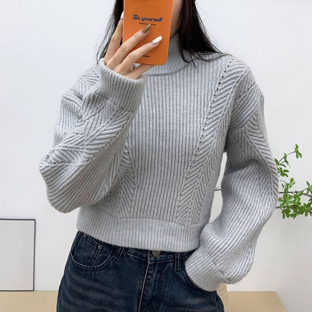 Women's new fashion long-sleeved turtleneck knitted sweater