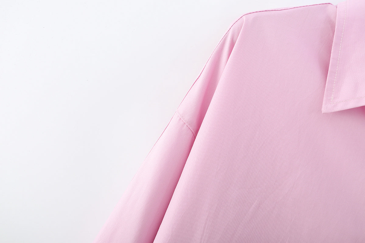 Women's loose cotton Lapel poplin shirt