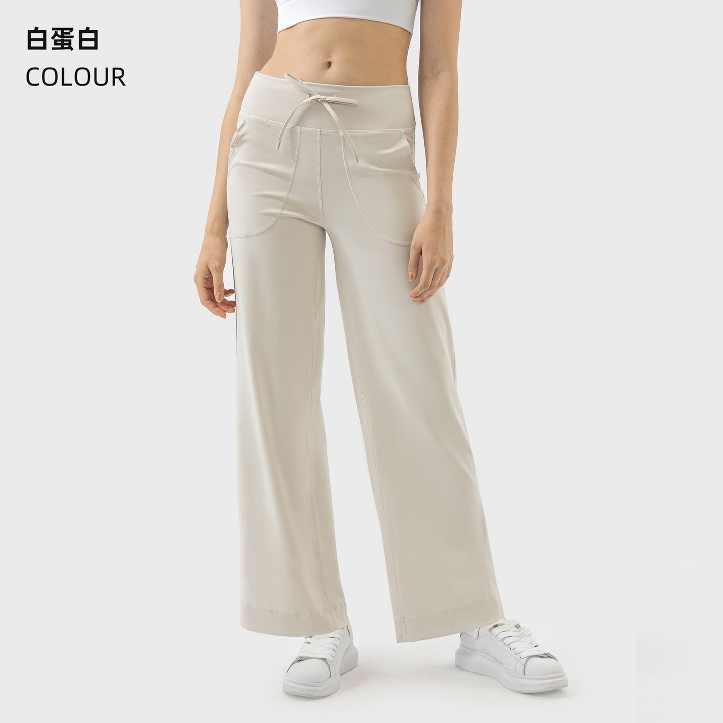 Women's New Sports and Leisure Joker Elastic Waist Wide-leg Pants Big Pocket Fitness Yu Casual Pants