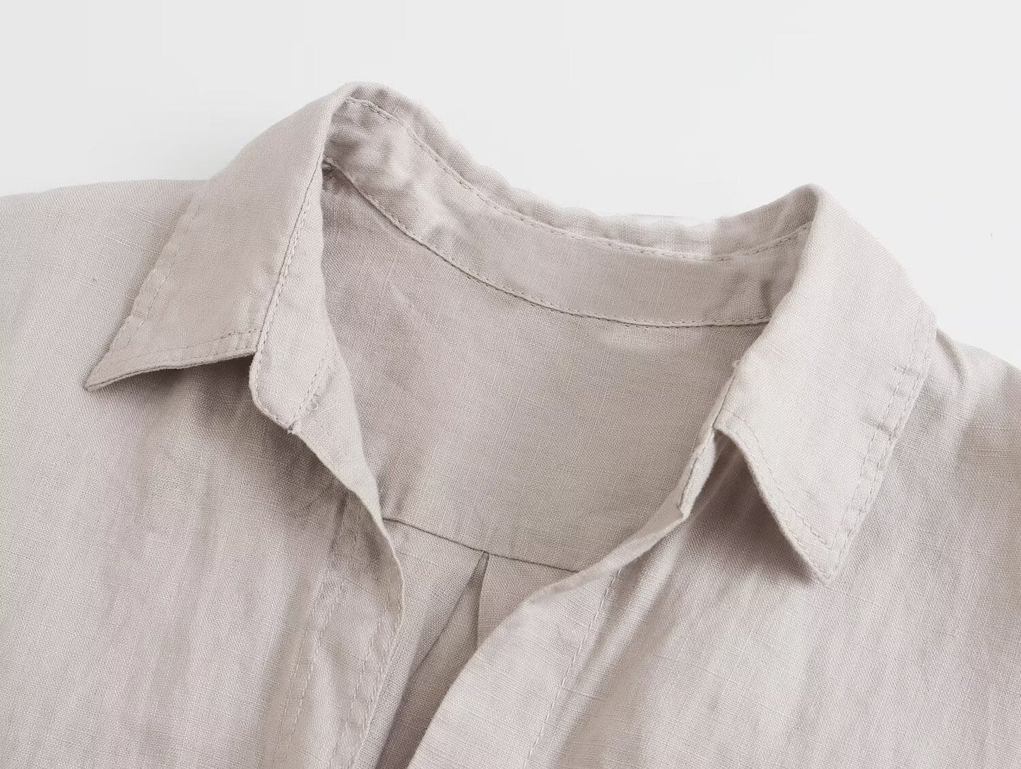 Women's casual linen blend asymmetrical shirt